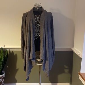 Heathered Brown Women's Open Draped Front Cardigan  Bryn Walker L